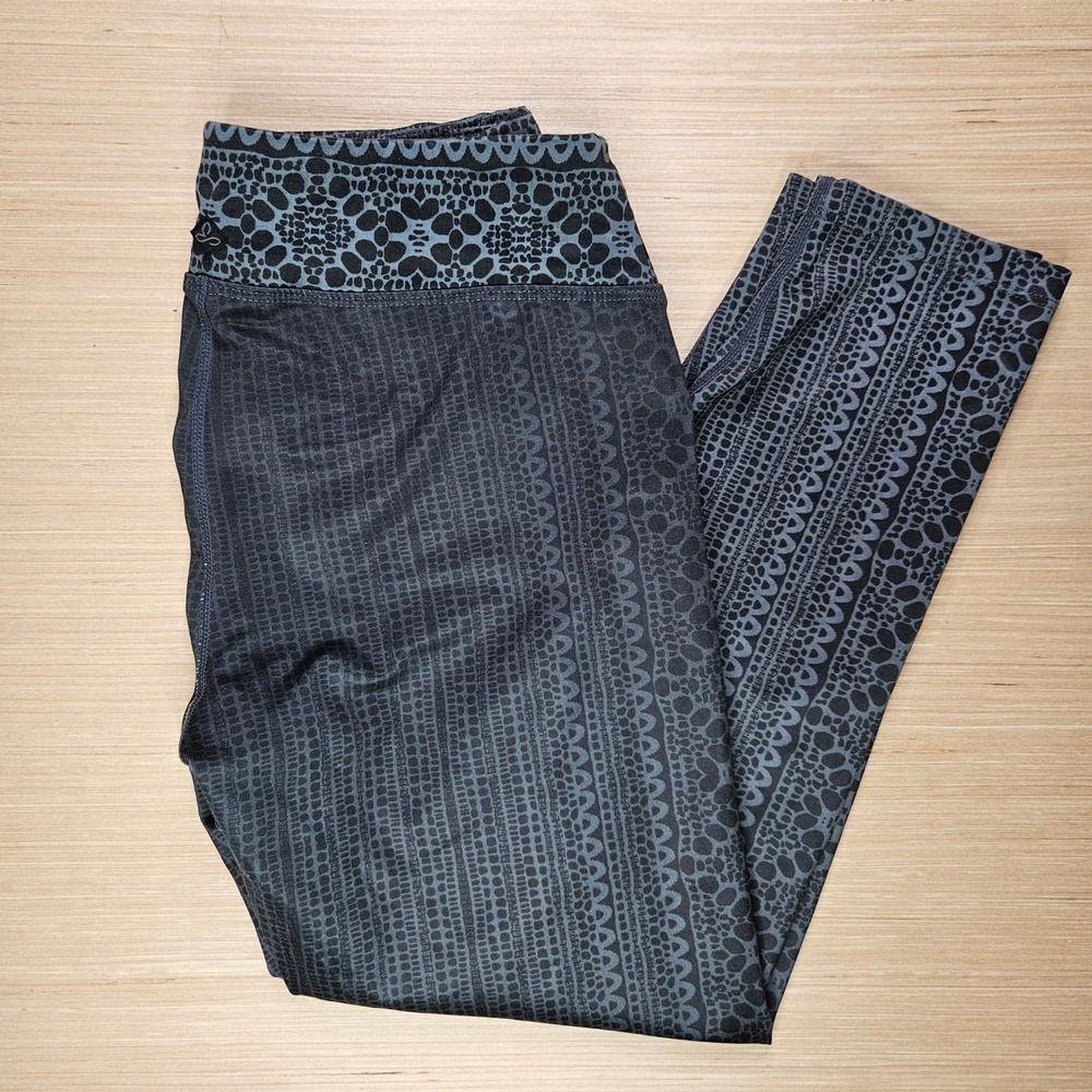 Prana Leggings Women 4 Black Geometric Lace Print Yoga Athletic Pants